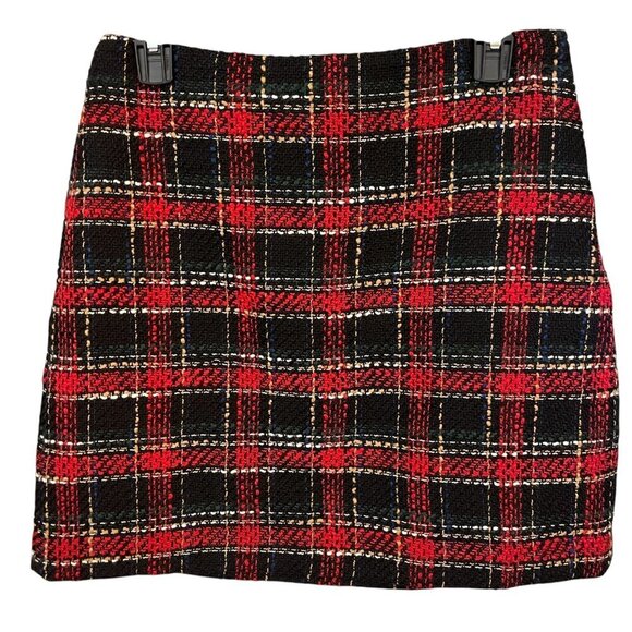 Loft Womens Plaid Skirt Size 2 Tweed Office Academia Preppy Classic Grunge Punk - Picture 1 of 8